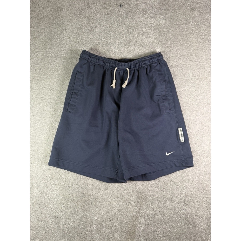 Nike Standard Issue Dri-Fit Shorts Men's M Navy Blue Sweat Terry Shorts Zipper